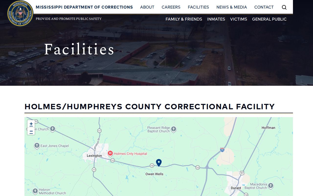 Holmes Humphreys County Correctional Facility release information page